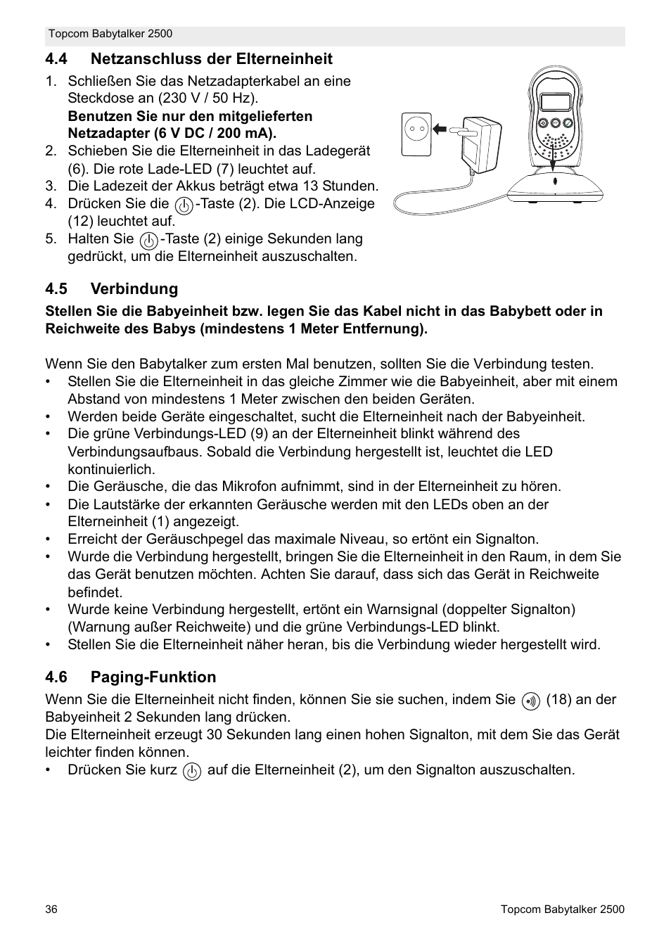 Topcom BABYTALKER 2500 User Manual | Page 36 / 166