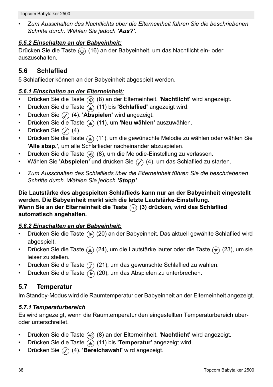 Topcom BABYTALKER 2500 User Manual | Page 38 / 166