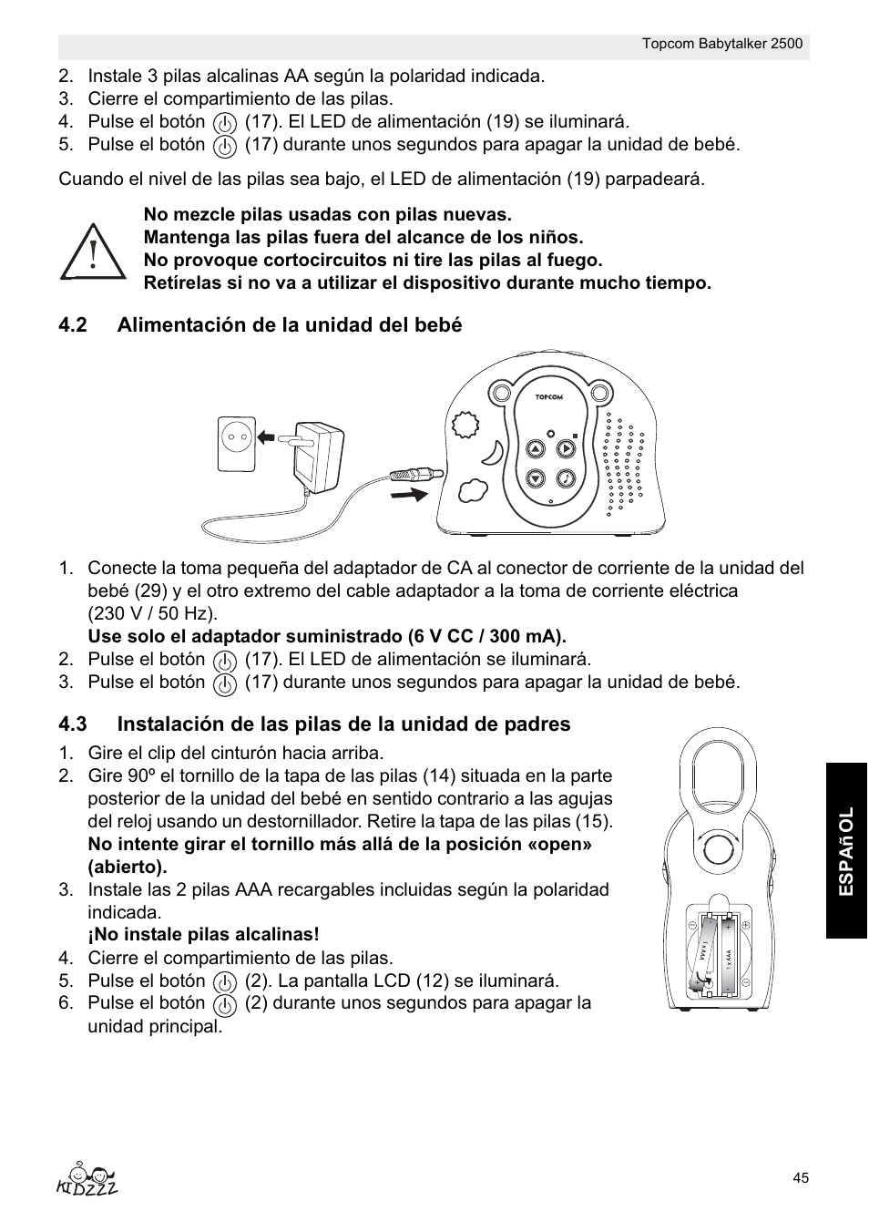 Topcom BABYTALKER 2500 User Manual | Page 45 / 166