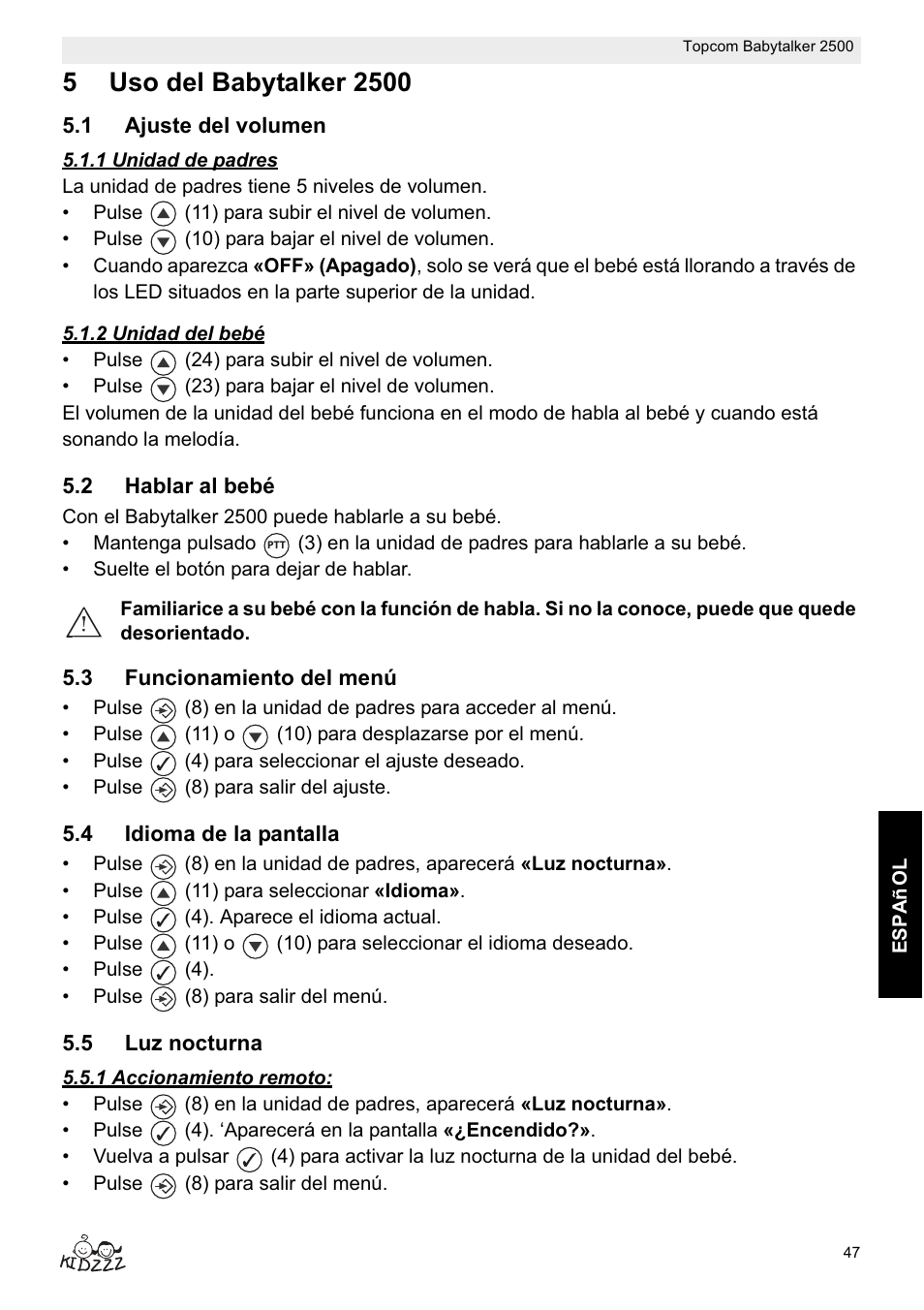 Topcom BABYTALKER 2500 User Manual | Page 47 / 166