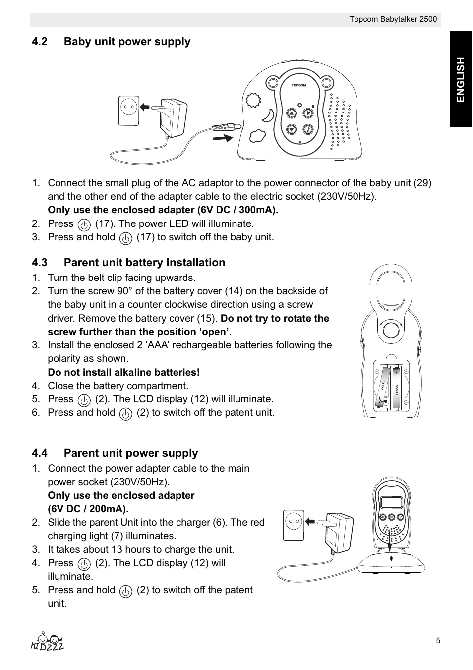 Topcom BABYTALKER 2500 User Manual | Page 5 / 166
