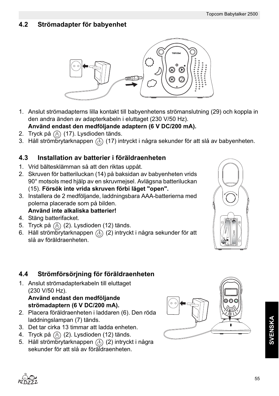 Topcom BABYTALKER 2500 User Manual | Page 55 / 166