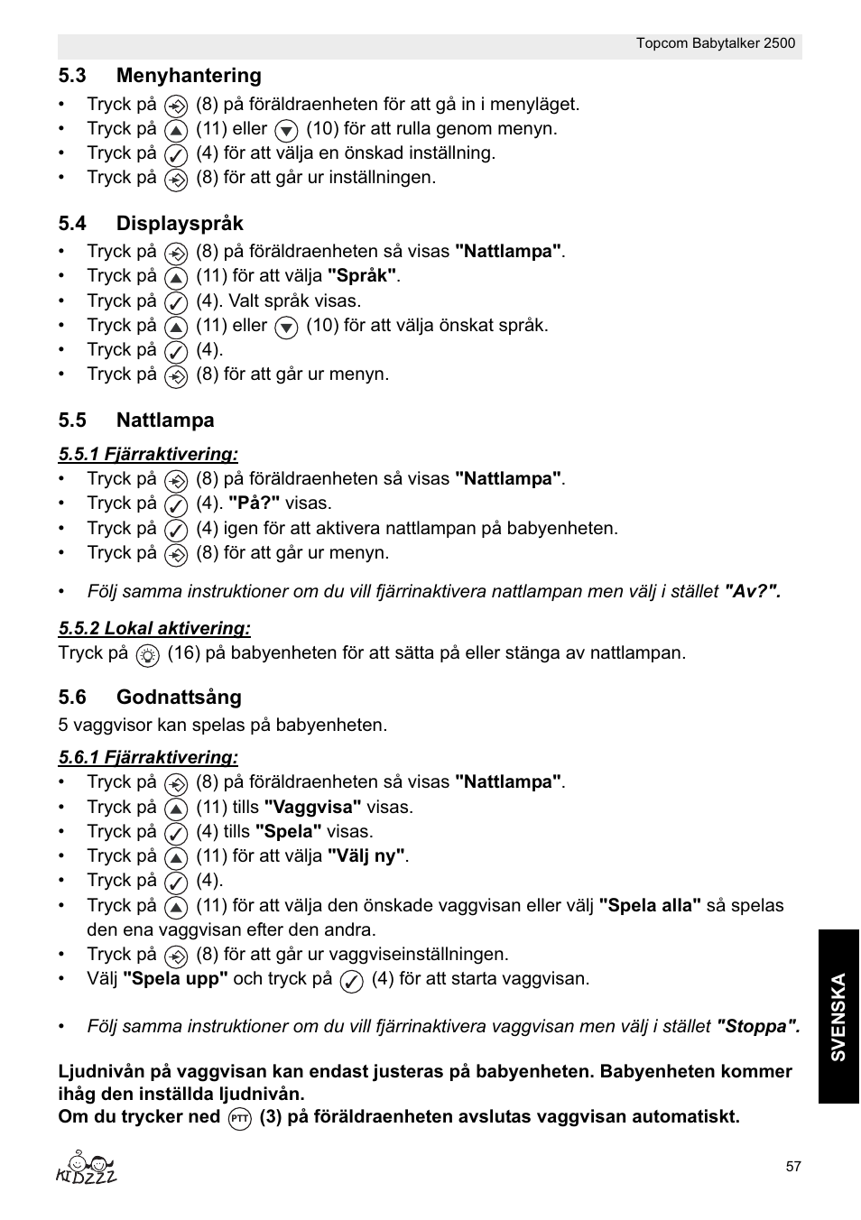 Topcom BABYTALKER 2500 User Manual | Page 57 / 166