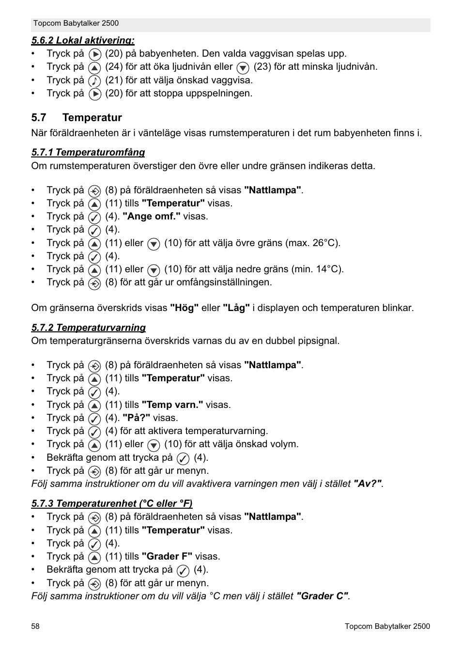 Topcom BABYTALKER 2500 User Manual | Page 58 / 166