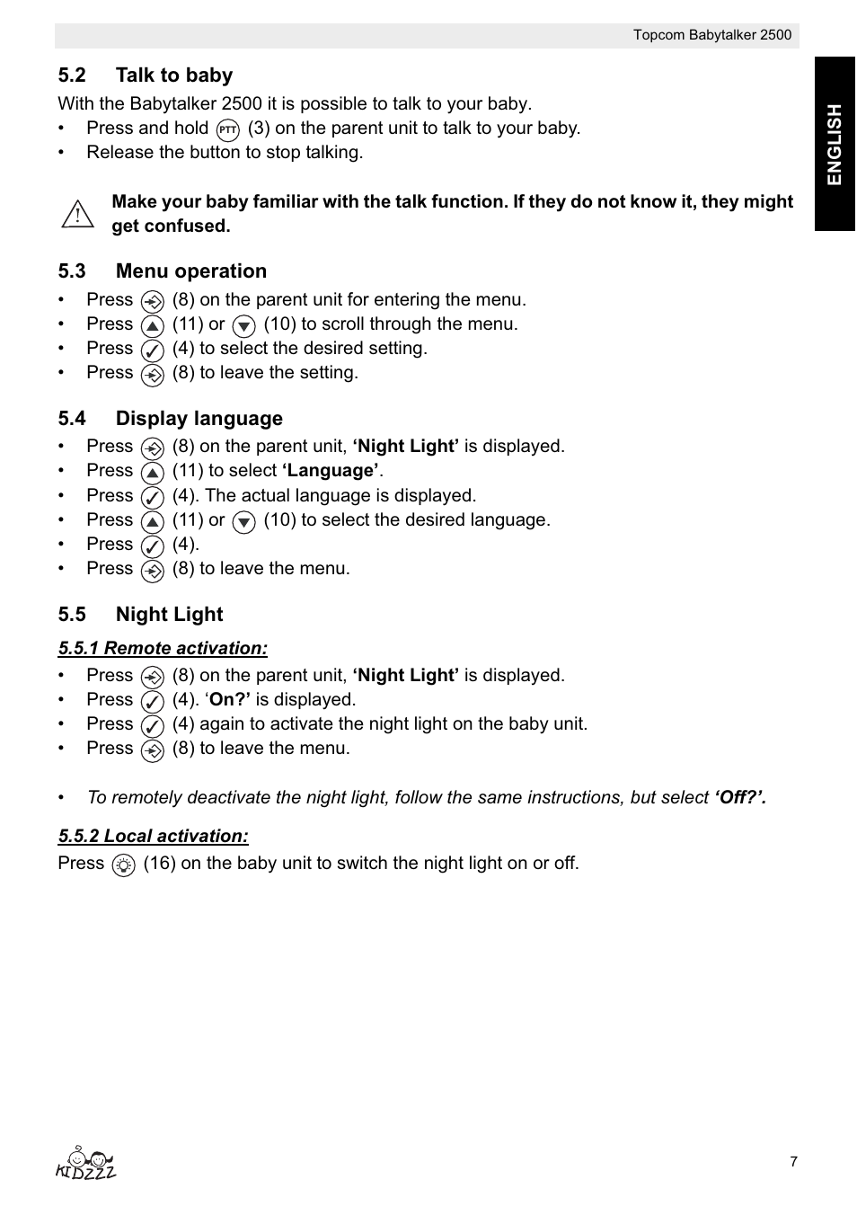 Topcom BABYTALKER 2500 User Manual | Page 7 / 166