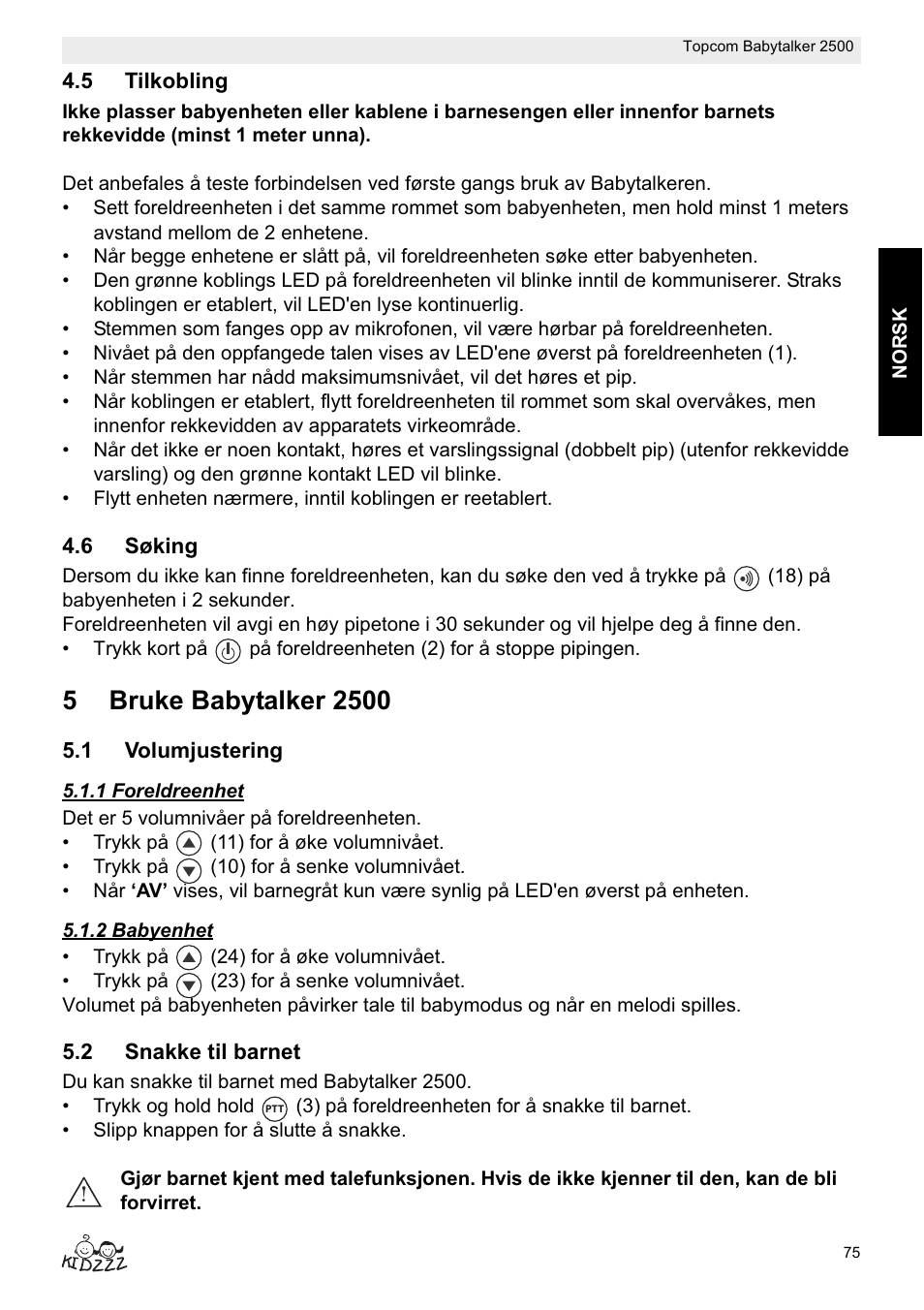 Topcom BABYTALKER 2500 User Manual | Page 75 / 166