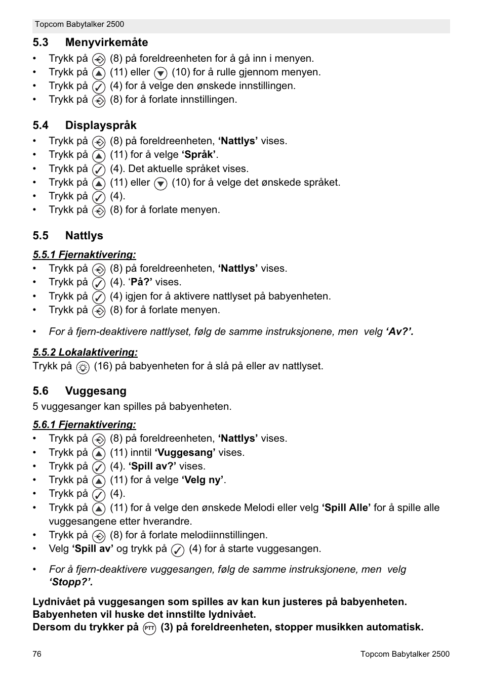 Topcom BABYTALKER 2500 User Manual | Page 76 / 166