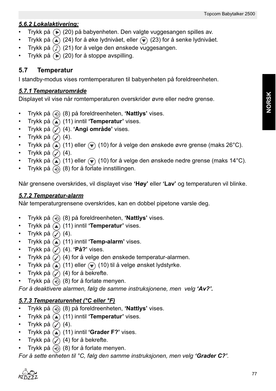Topcom BABYTALKER 2500 User Manual | Page 77 / 166