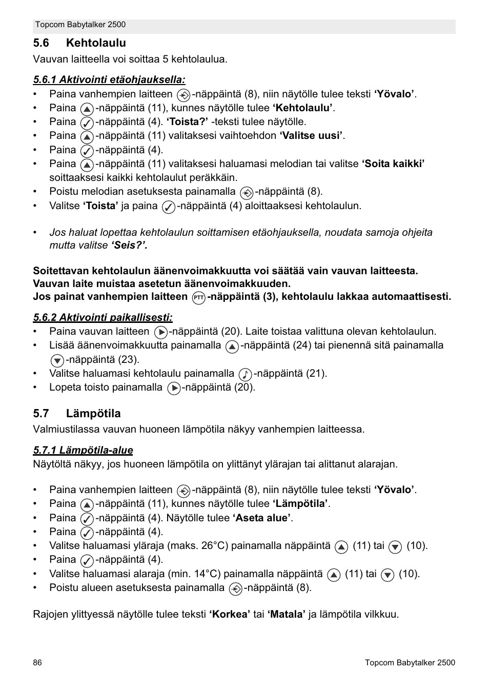 Topcom BABYTALKER 2500 User Manual | Page 86 / 166