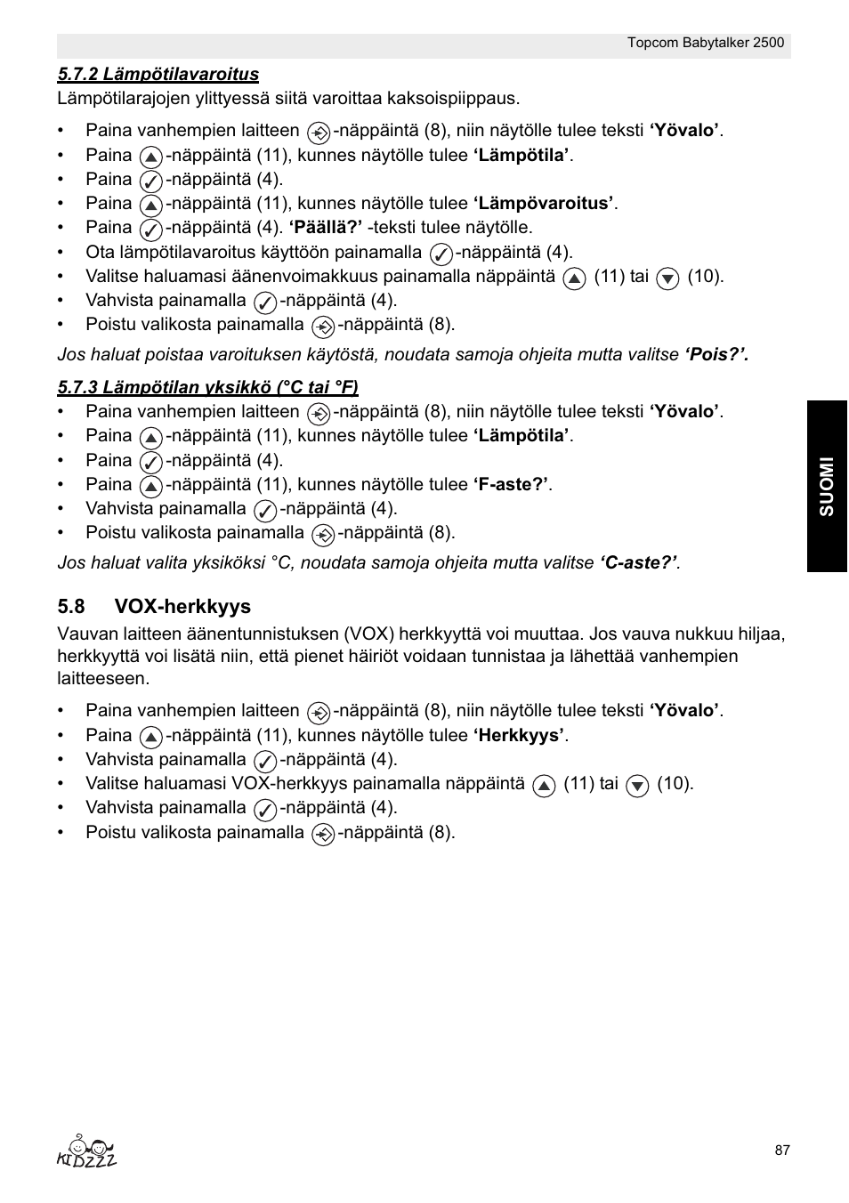 Topcom BABYTALKER 2500 User Manual | Page 87 / 166