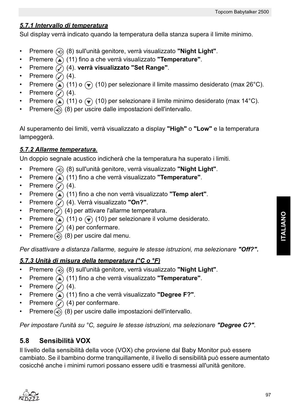 Topcom BABYTALKER 2500 User Manual | Page 97 / 166