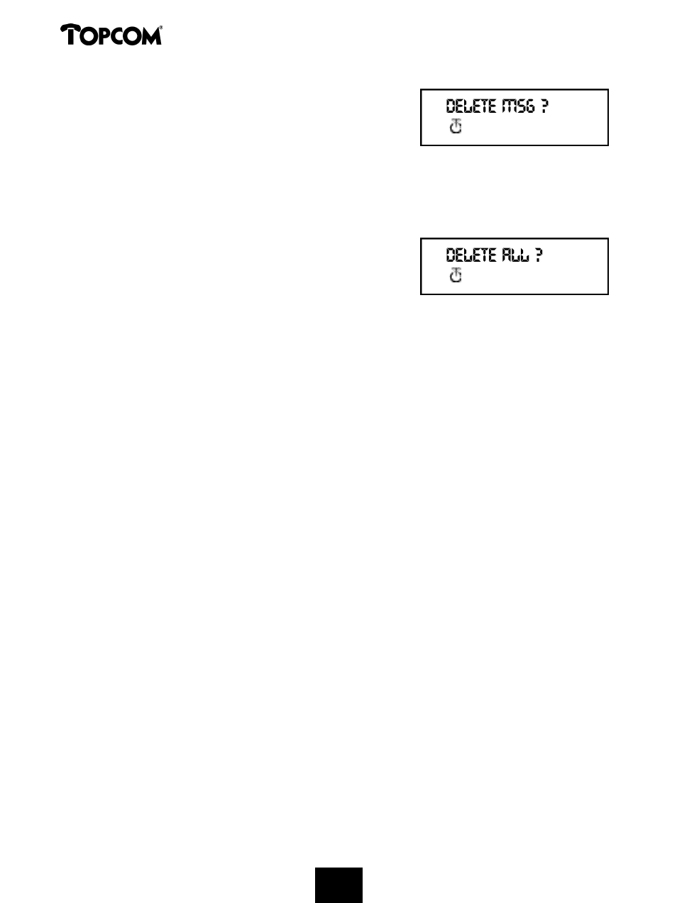 Butler 2000, Delete all ? delete msg | Topcom 2000 User Manual | Page 79 / 95