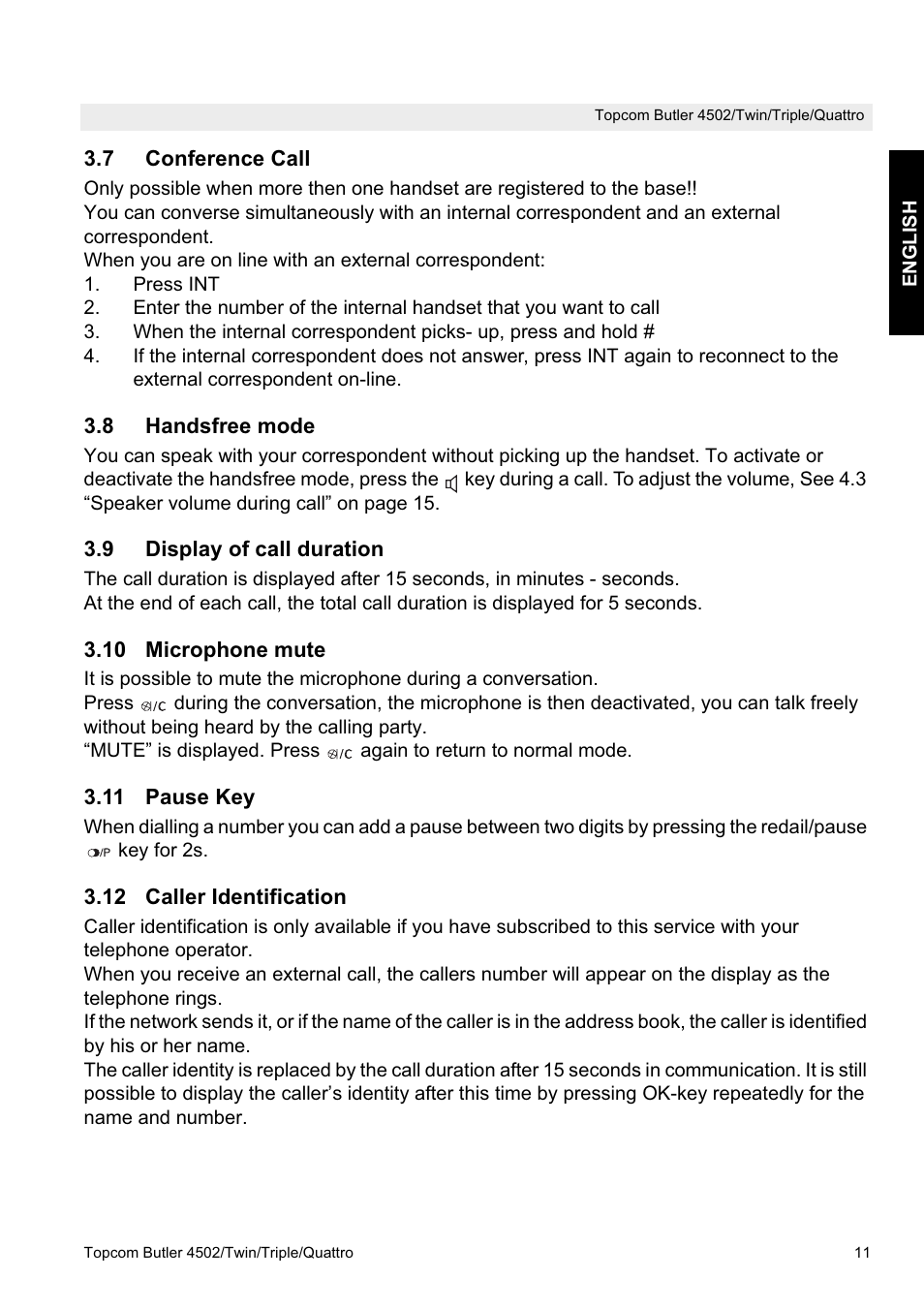 Topcom Butler 4502 User Manual | Page 11 / 28