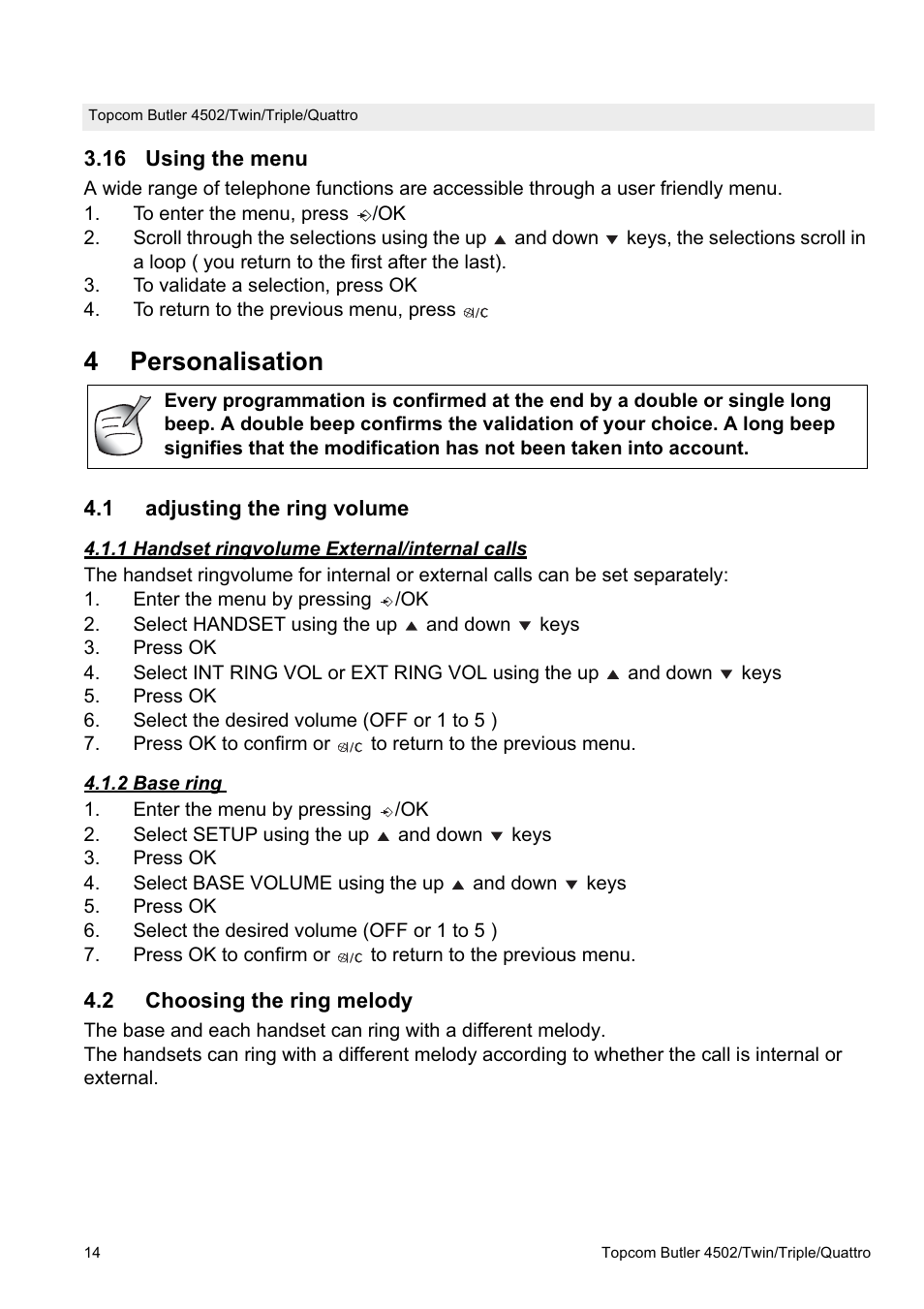 4personalisation | Topcom Butler 4502 User Manual | Page 14 / 28