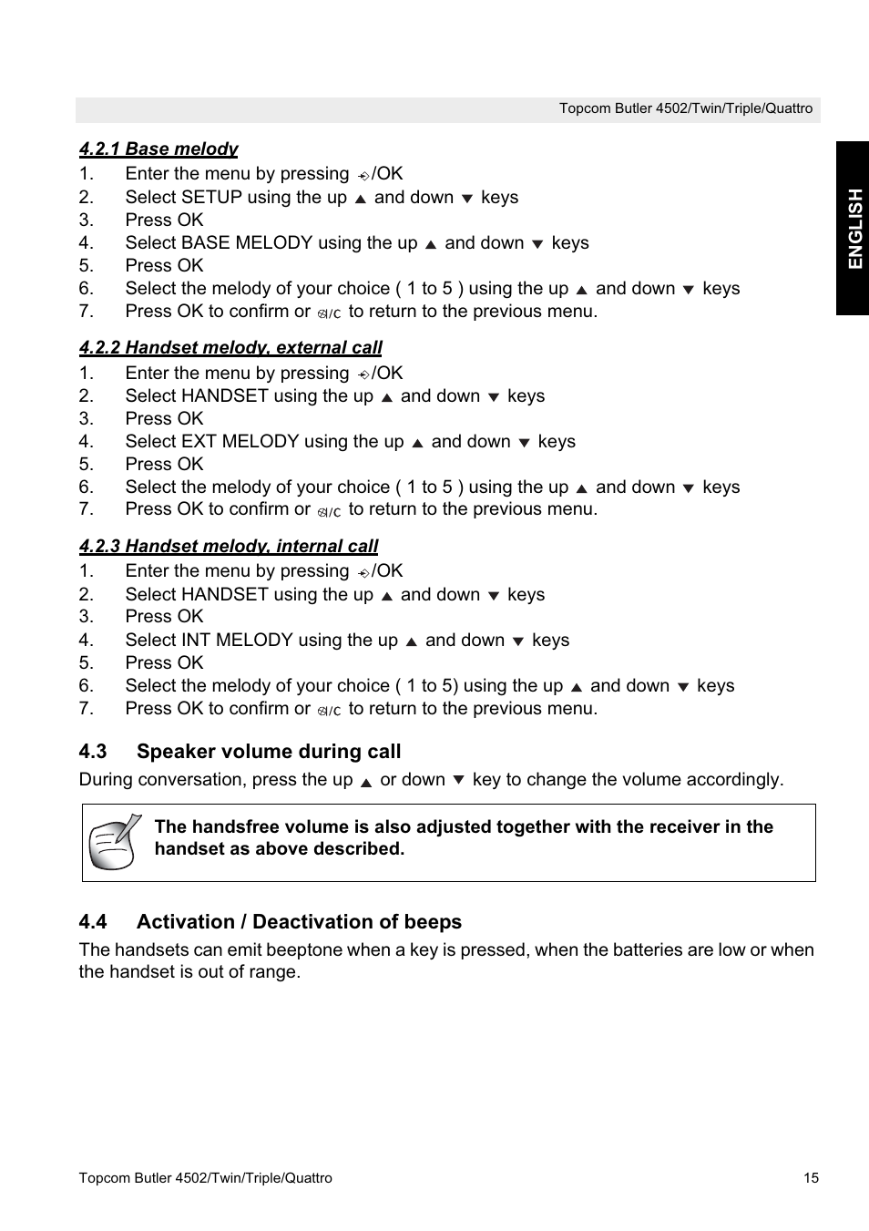 Topcom Butler 4502 User Manual | Page 15 / 28
