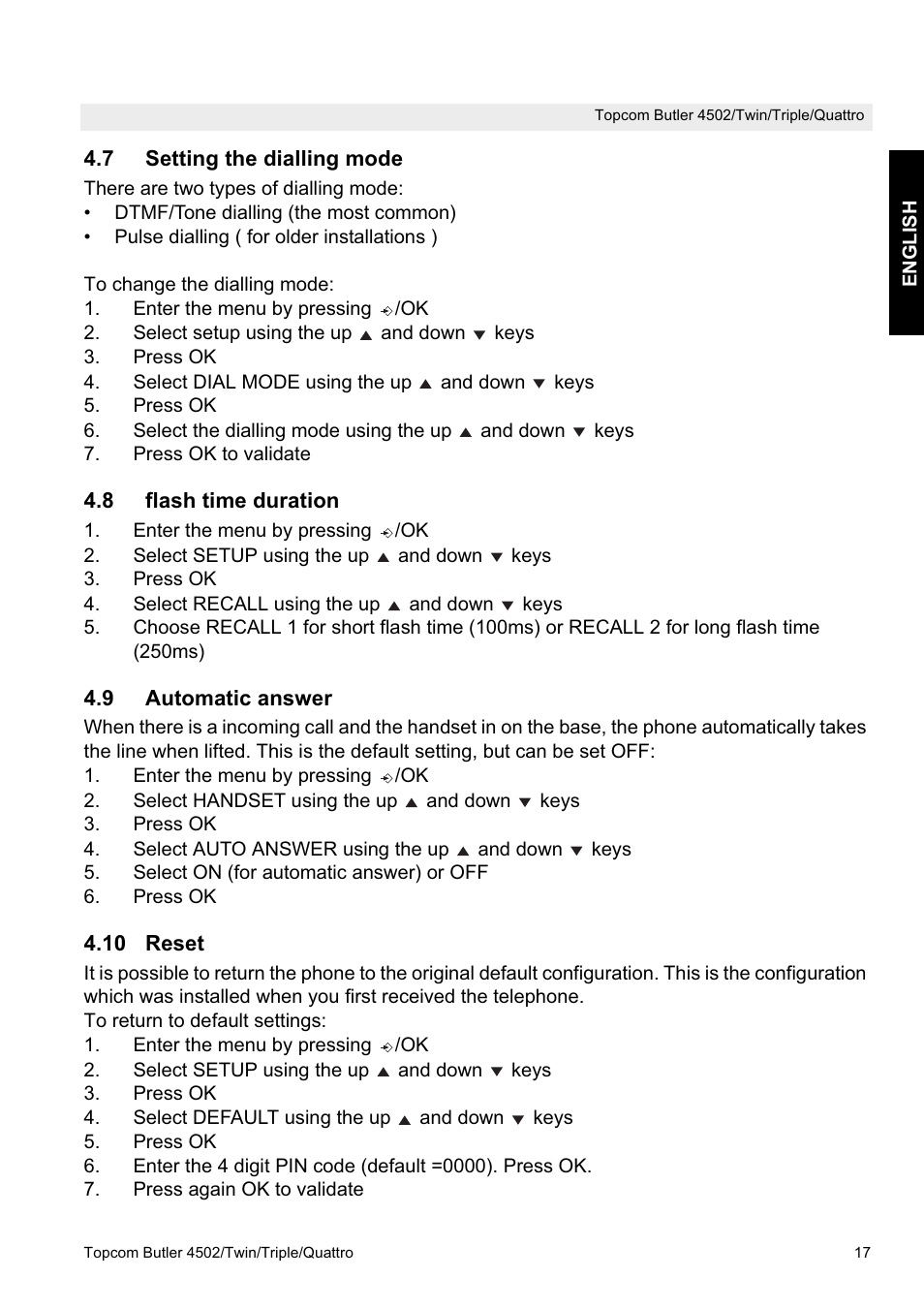 Topcom Butler 4502 User Manual | Page 17 / 28