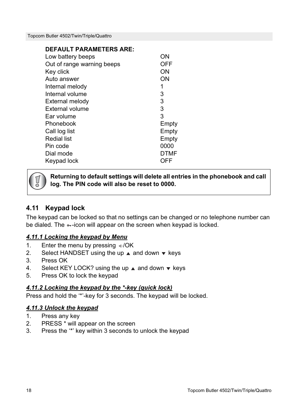 Topcom Butler 4502 User Manual | Page 18 / 28
