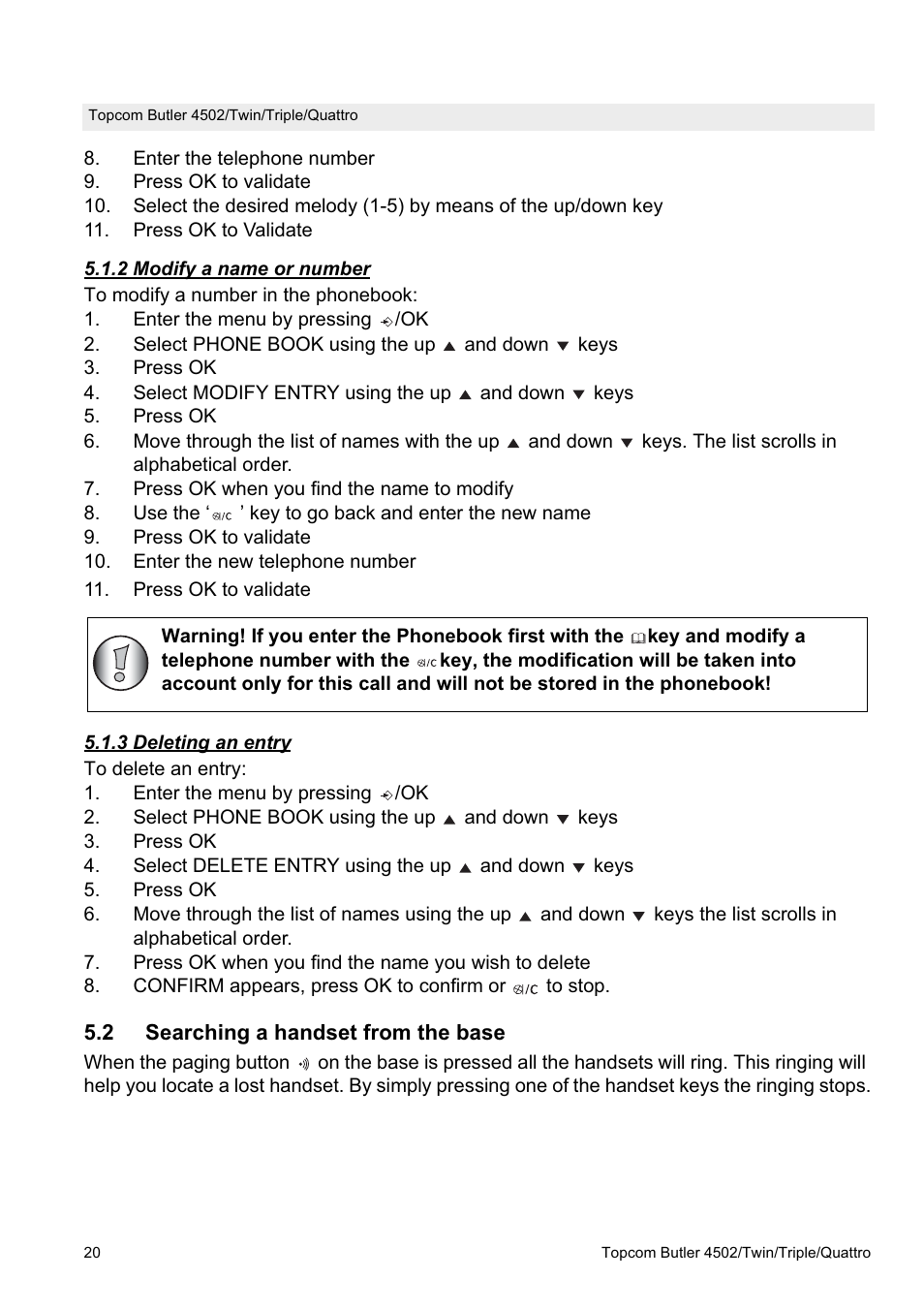 Topcom Butler 4502 User Manual | Page 20 / 28