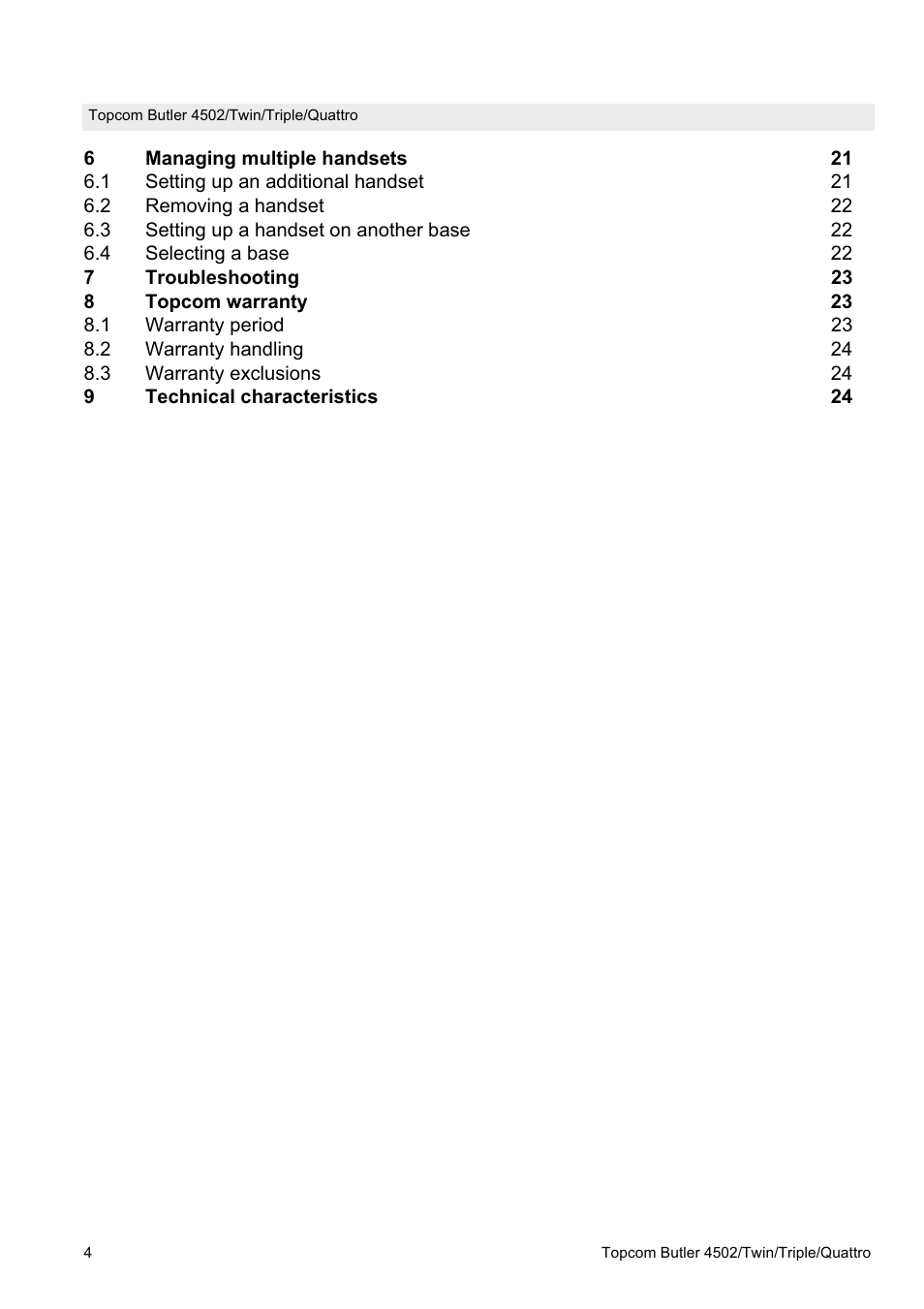 Topcom Butler 4502 User Manual | Page 4 / 28