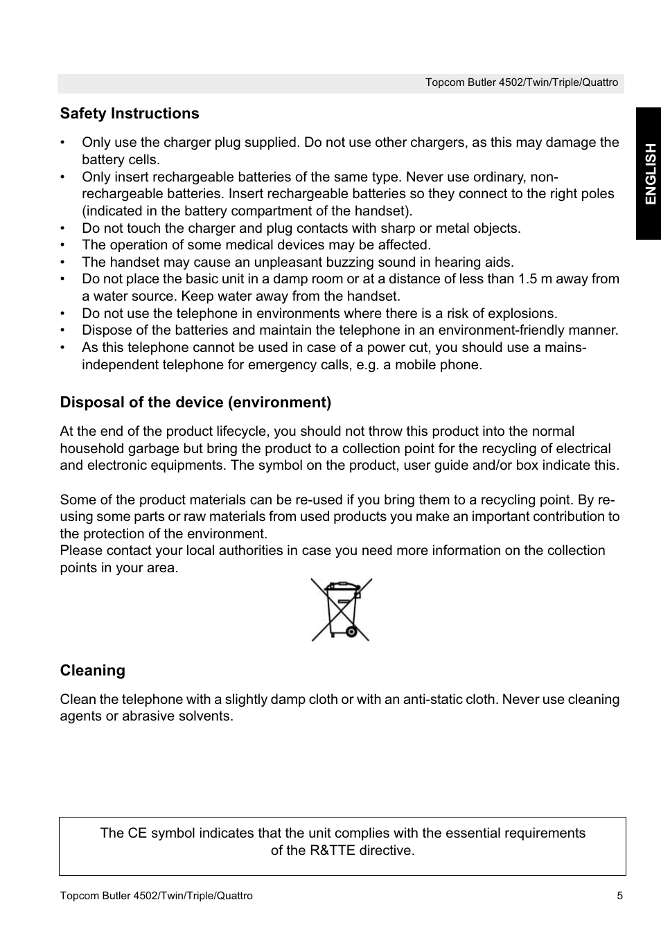 Topcom Butler 4502 User Manual | Page 5 / 28