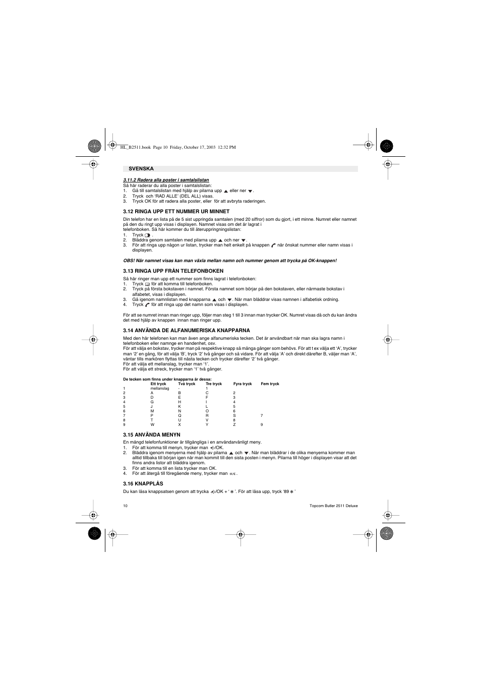 Topcom BUTLER 2511 Deluxe User Manual | Page 10 / 88