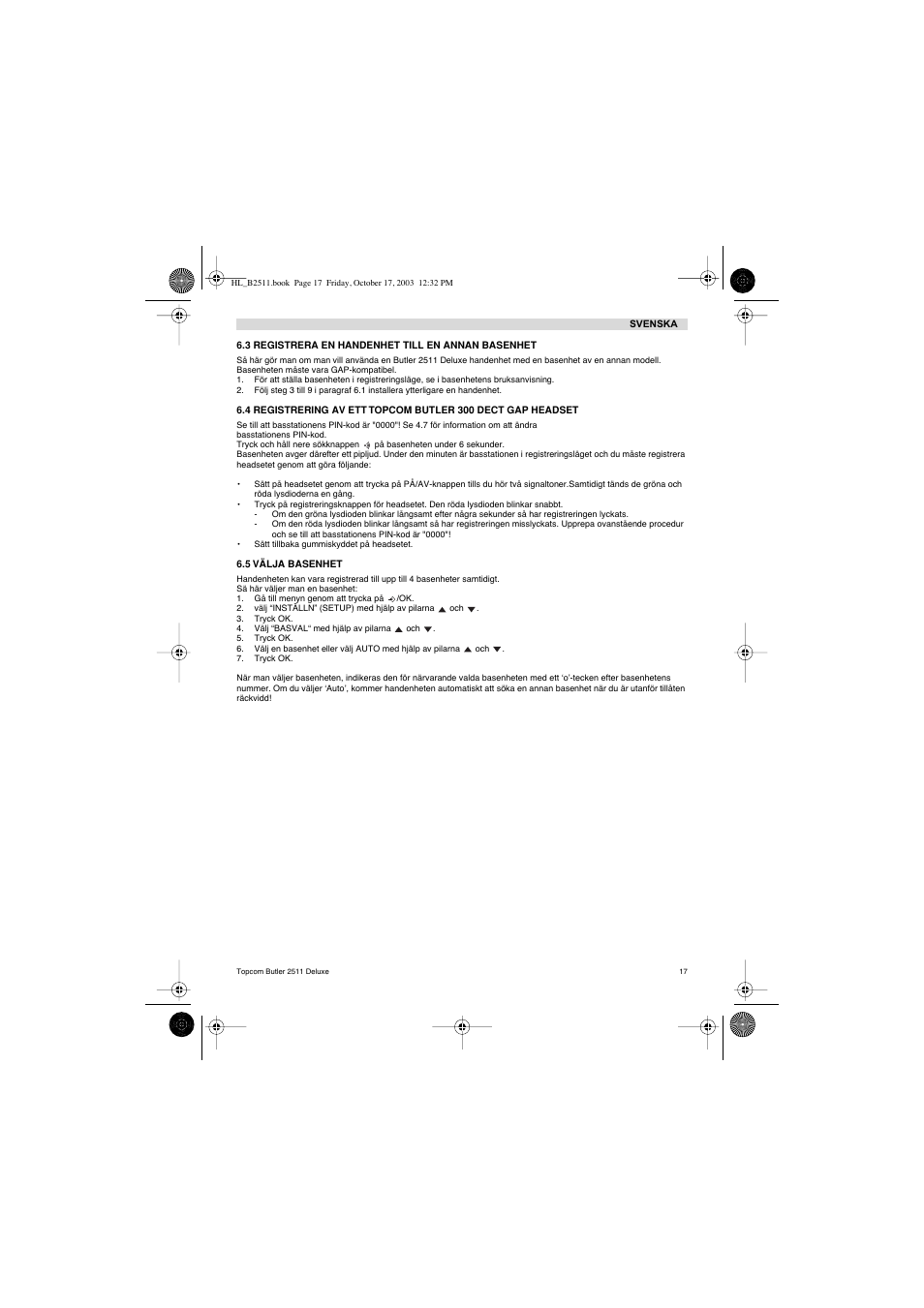 Topcom BUTLER 2511 Deluxe User Manual | Page 17 / 88