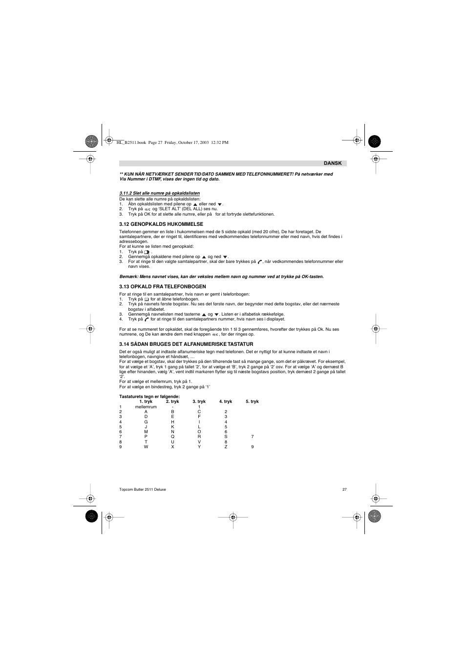 Topcom BUTLER 2511 Deluxe User Manual | Page 27 / 88