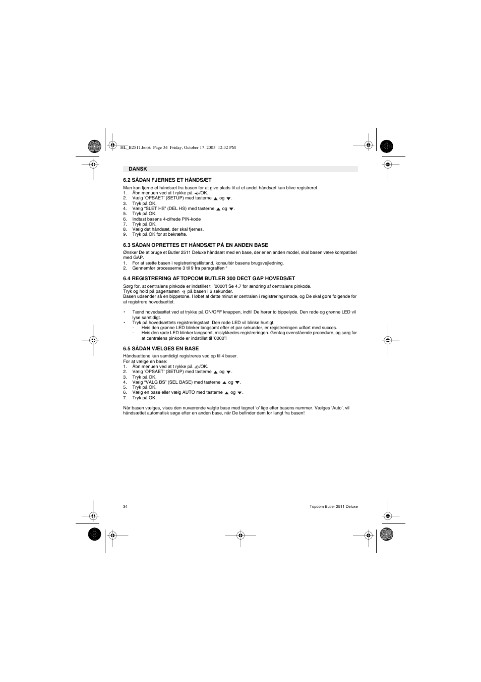 Topcom BUTLER 2511 Deluxe User Manual | Page 34 / 88