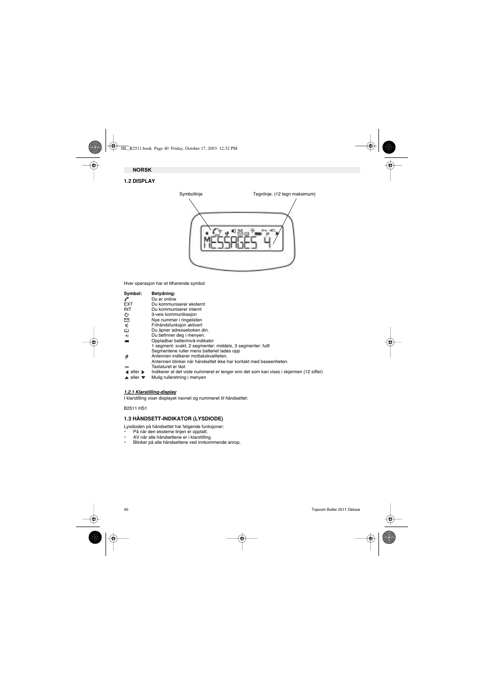 Topcom BUTLER 2511 Deluxe User Manual | Page 40 / 88