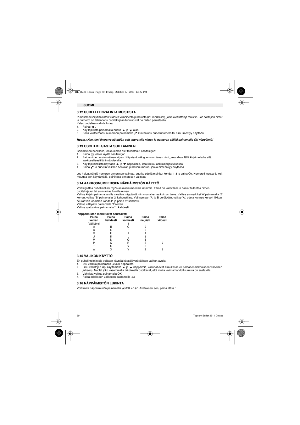 Topcom BUTLER 2511 Deluxe User Manual | Page 60 / 88