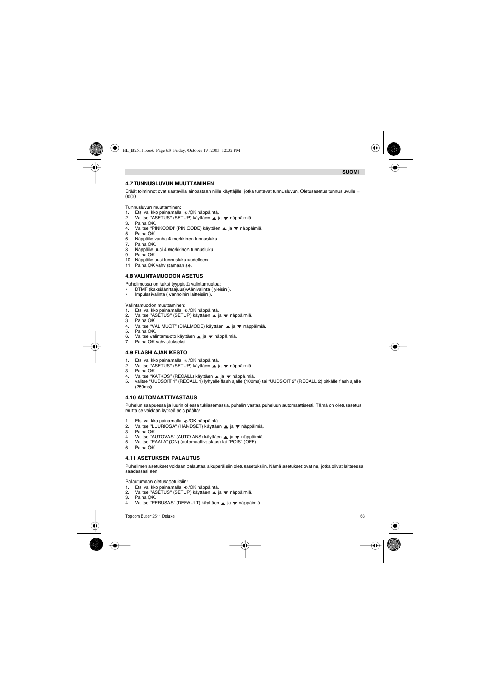 Topcom BUTLER 2511 Deluxe User Manual | Page 63 / 88