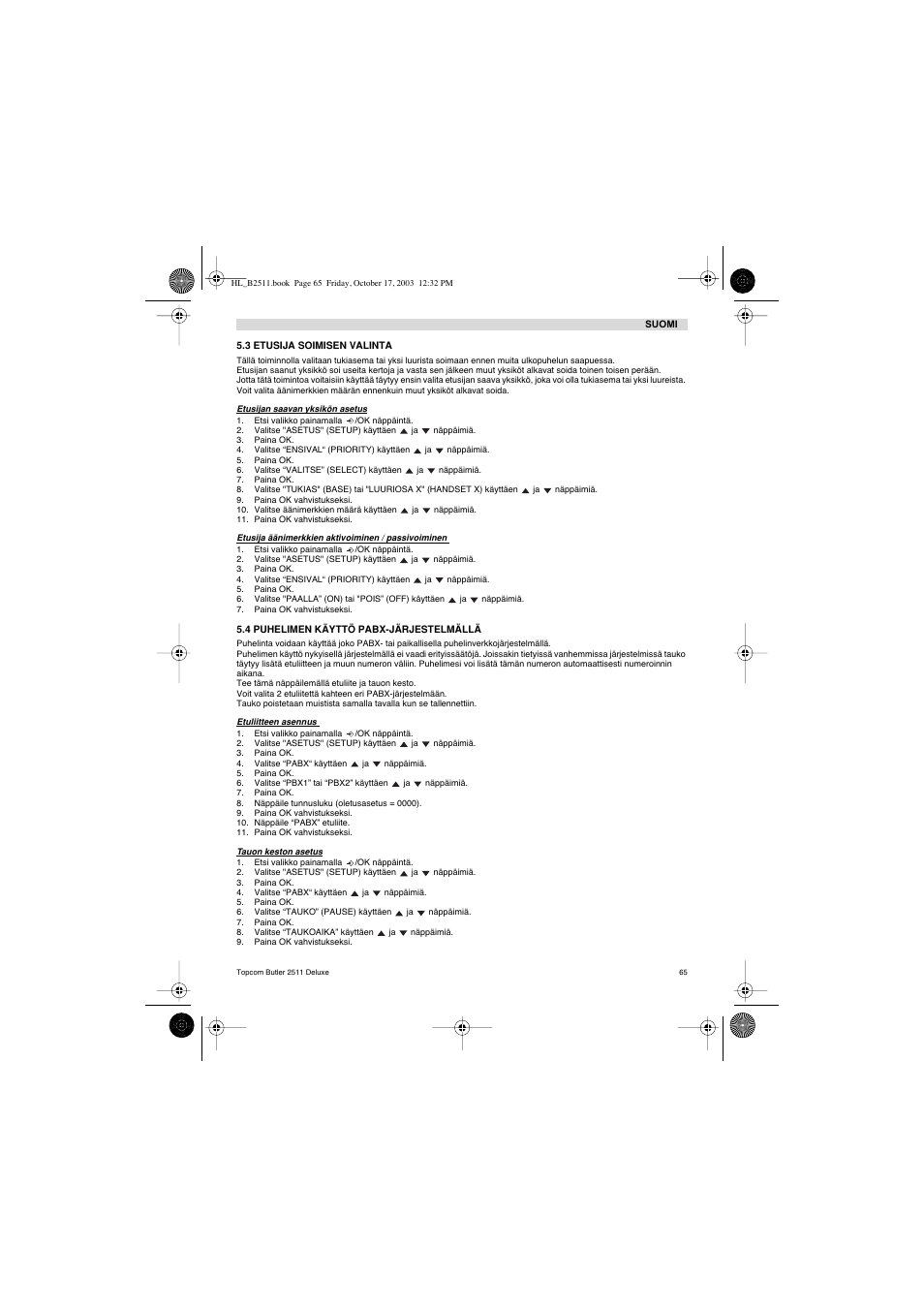 Topcom BUTLER 2511 Deluxe User Manual | Page 65 / 88