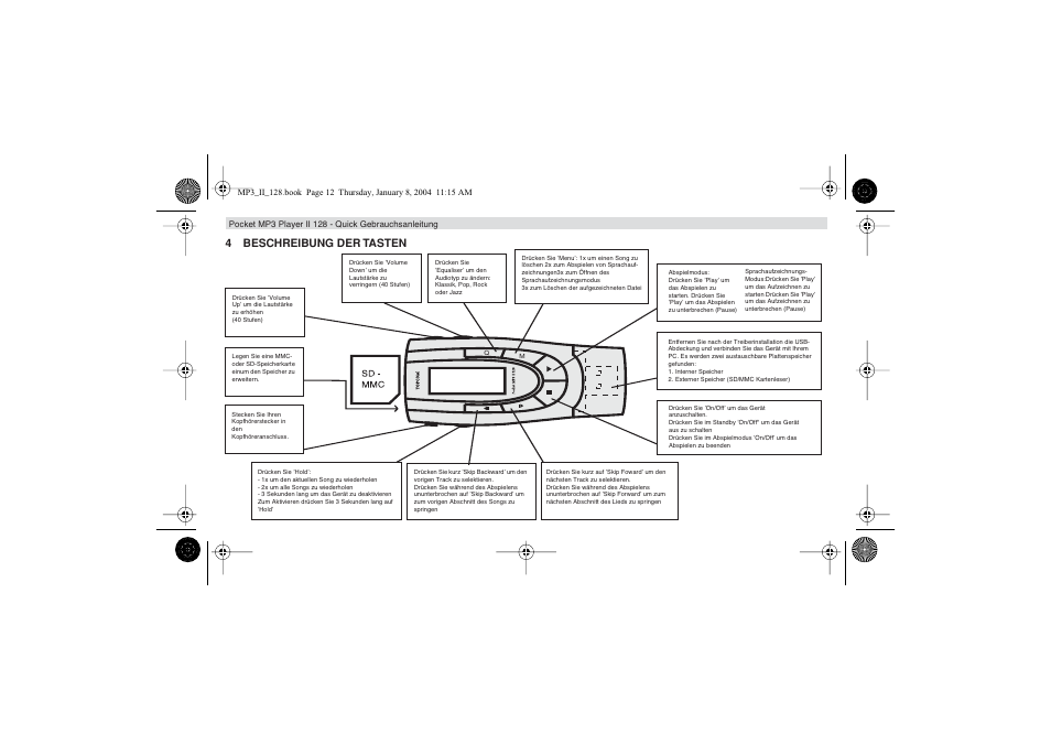 4beschreibung der tasten | Topcom 128 User Manual | Page 12 / 32