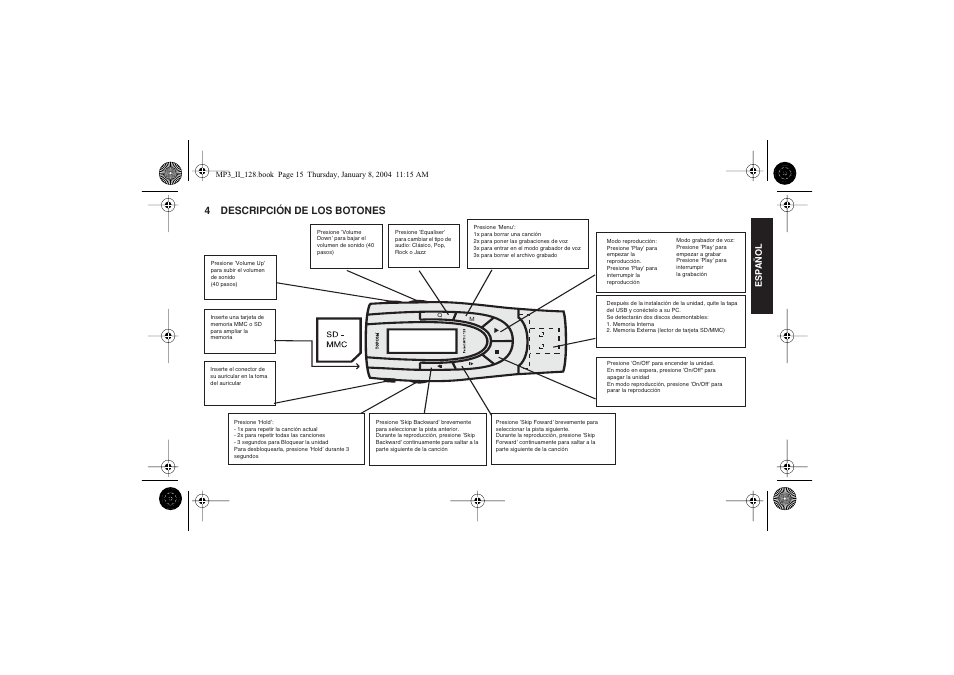 4descripción de los botones | Topcom 128 User Manual | Page 15 / 32