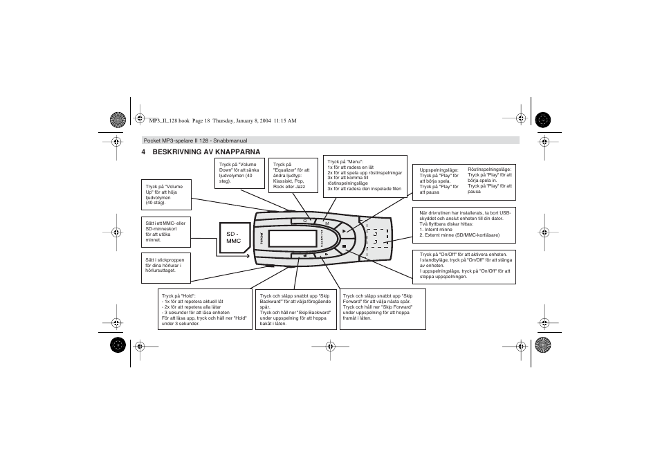 4beskrivning av knapparna | Topcom 128 User Manual | Page 18 / 32