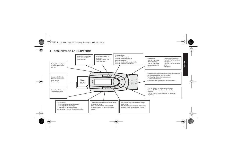 4beskrivelse af knapperne | Topcom 128 User Manual | Page 21 / 32