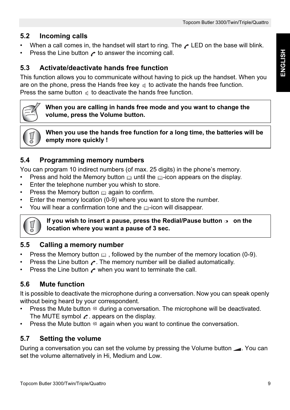 Topcom BUTLER 3300/Twin User Manual | Page 9 / 16