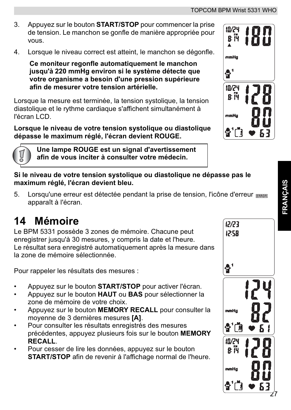 14 mémoire | Topcom 5331 WHO User Manual | Page 27 / 76