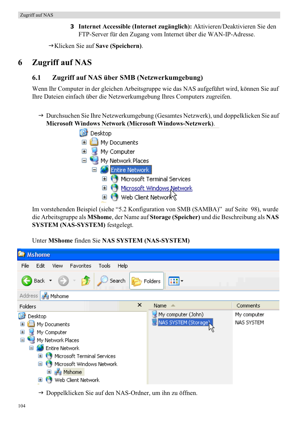 6zugriff auf nas | Topcom Skyr@cer WBR 7121 User Manual | Page 110 / 208