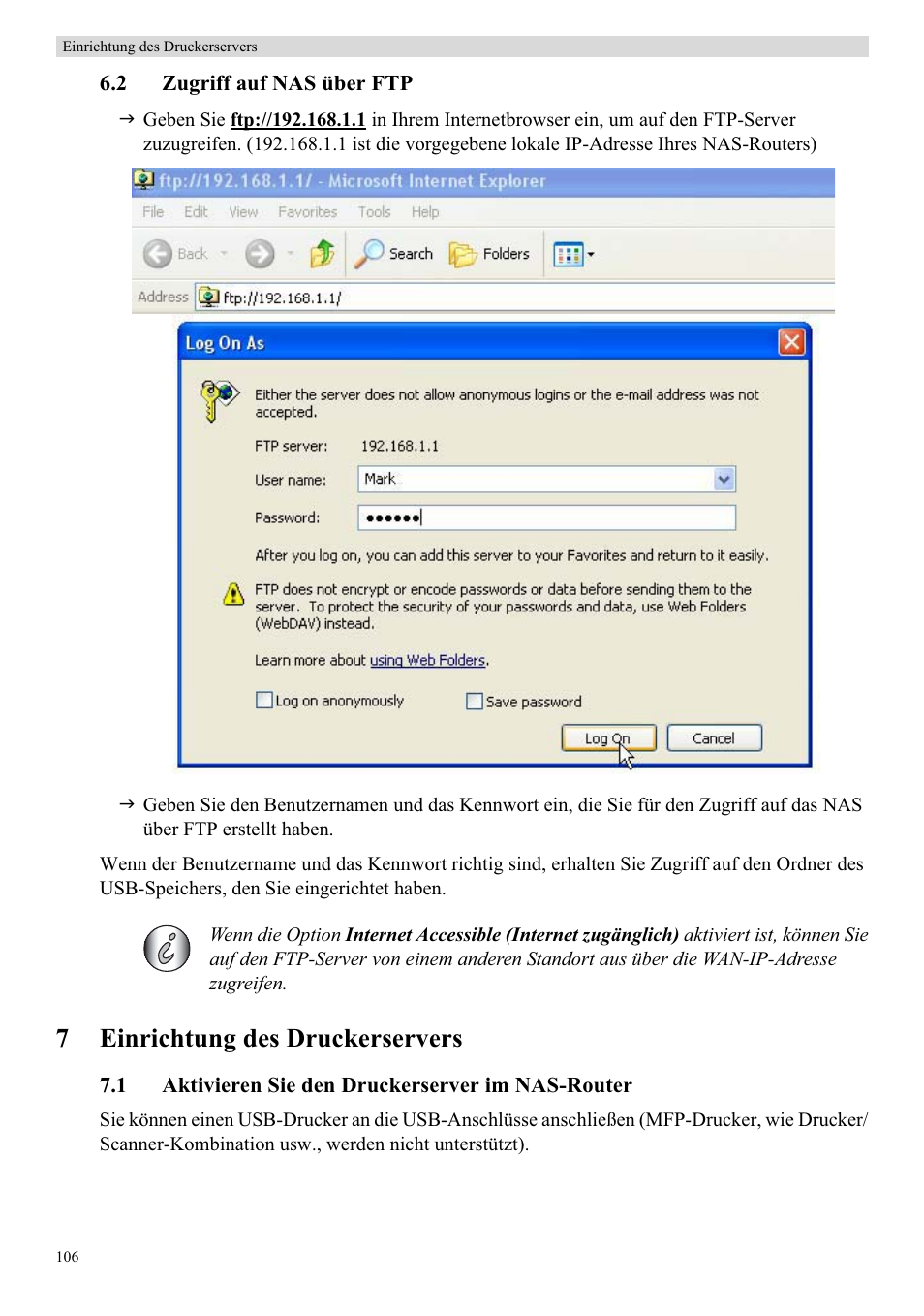 7einrichtung des druckerservers | Topcom Skyr@cer WBR 7121 User Manual | Page 112 / 208