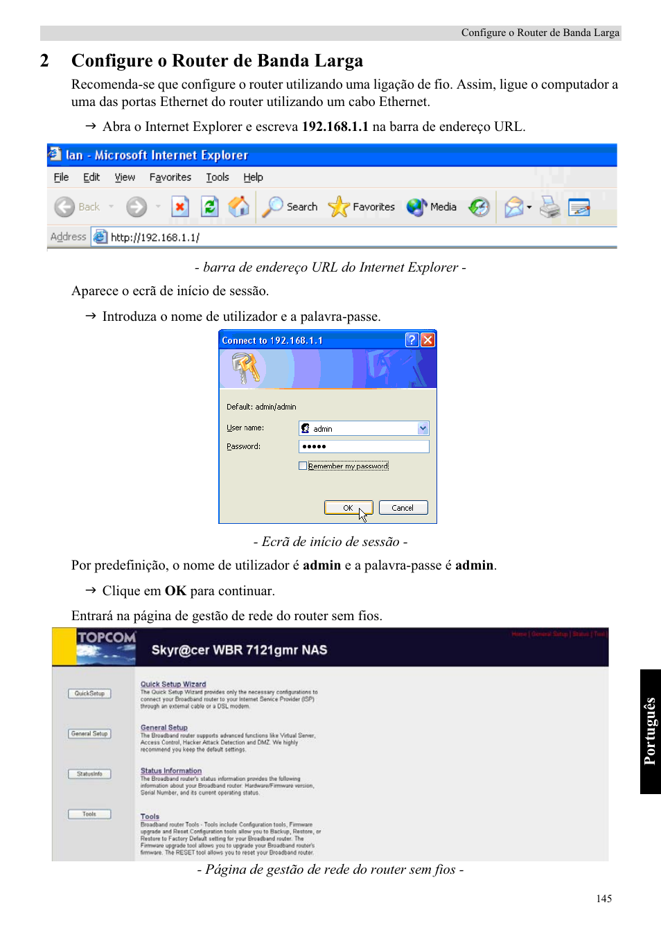 2configure o router de banda larga | Topcom Skyr@cer WBR 7121 User Manual | Page 151 / 208