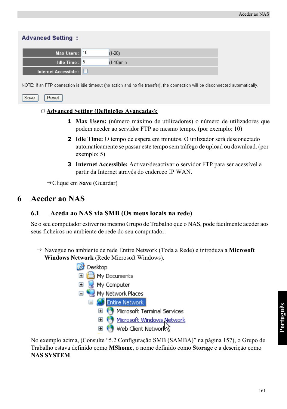 6aceder ao nas | Topcom Skyr@cer WBR 7121 User Manual | Page 167 / 208