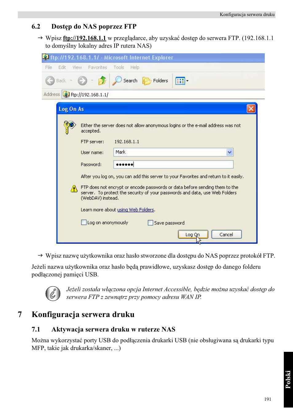 7konfiguracja serwera druku | Topcom Skyr@cer WBR 7121 User Manual | Page 197 / 208