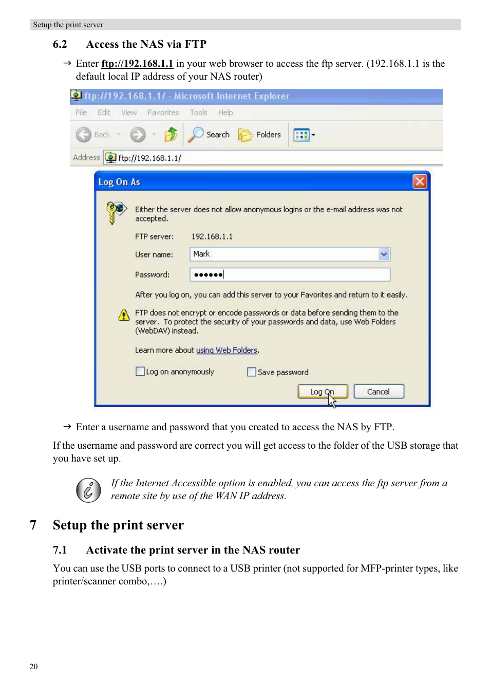 7setup the print server | Topcom Skyr@cer WBR 7121 User Manual | Page 26 / 208