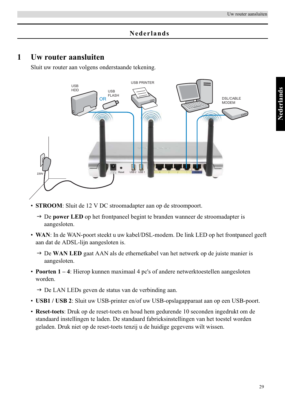 1uw router aansluiten | Topcom Skyr@cer WBR 7121 User Manual | Page 35 / 208