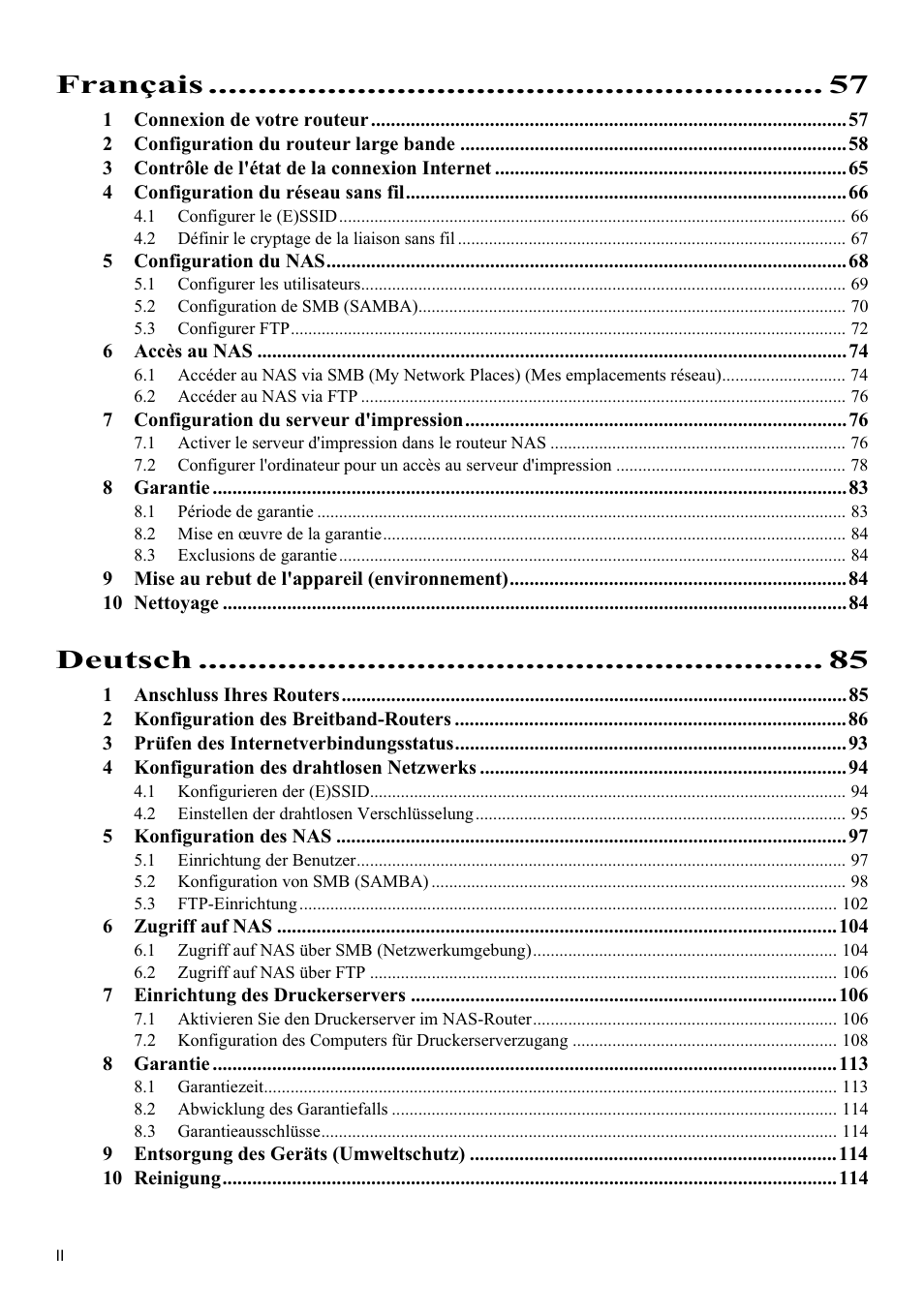 Français, Deutsch | Topcom Skyr@cer WBR 7121 User Manual | Page 4 / 208