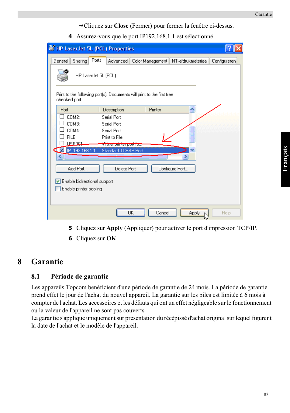 8garantie | Topcom Skyr@cer WBR 7121 User Manual | Page 89 / 208