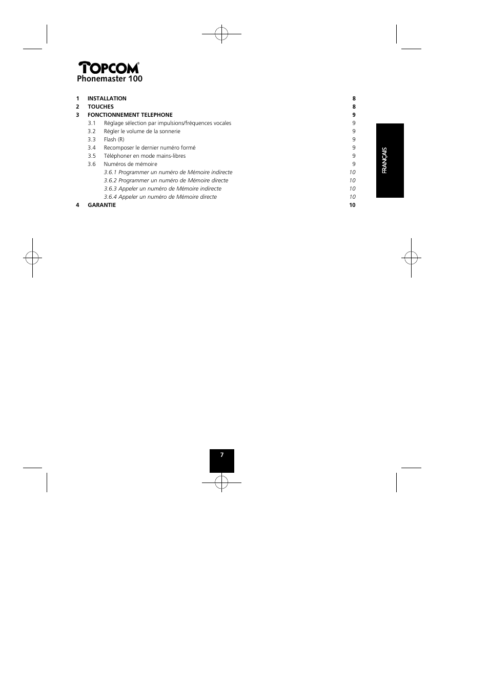 Phonemaster 100 | Topcom Phonemaster 100 User Manual | Page 7 / 20