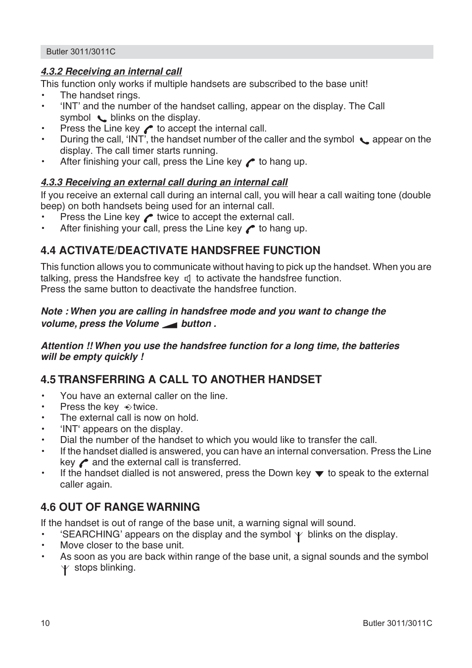 Topcom BUTLER 3011 User Manual | Page 10 / 112