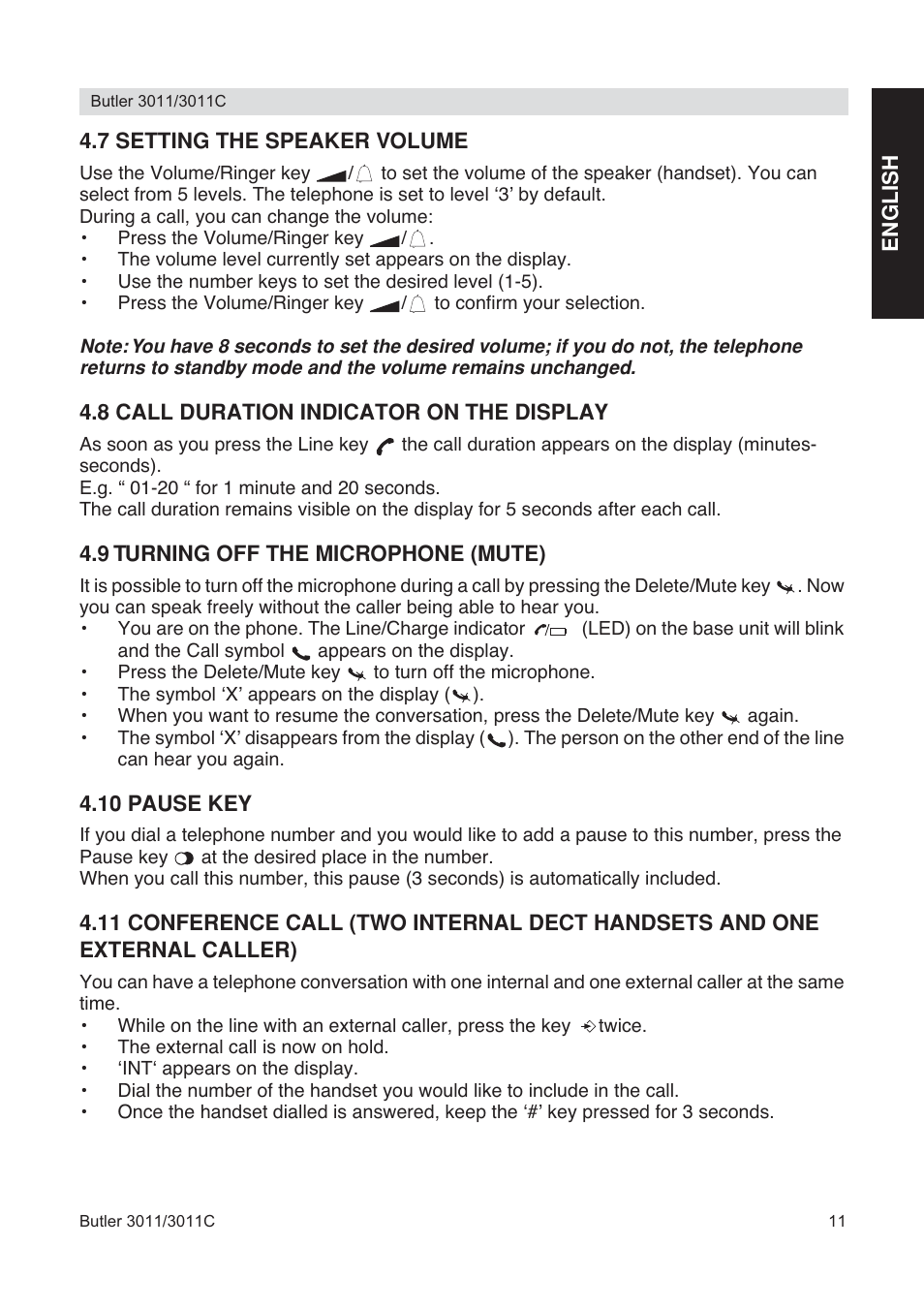 Topcom BUTLER 3011 User Manual | Page 11 / 112